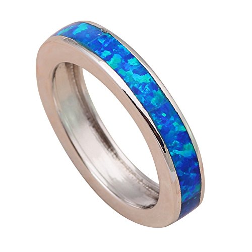 PSEZY_VINTAGE_RINGS PSRINGS Lowest Price Blue Fire Opal Silver Stamped Ring Jewelry