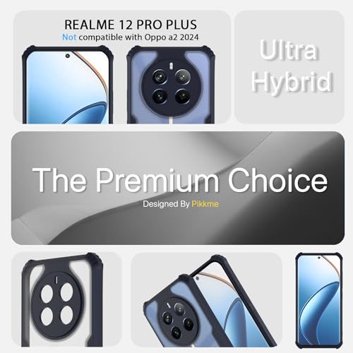 Image of Pikkme Realme 12 Pro 5G / Realme 12 Pro Plus 5G Back Cover | Crystal Clear Transparent Back | Ultra Hyrbid | Full Camera Protection | Raised Edge | Bumper Back Case (Blue)