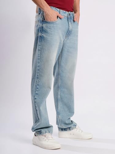 Image of BENE KLEED Men's Blue Cotton Solid Jeans | Jeans | Plain-Straight Fit
