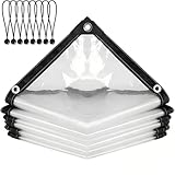 COEWUR 2x2m Bâche Imperméable en Plastique avec Oeillets Bâche Transparente avec Élastique de Serrage   pour Balcon Camping Jardin Plantes Serre Chapeau pour Animaux de Compagnie Toit