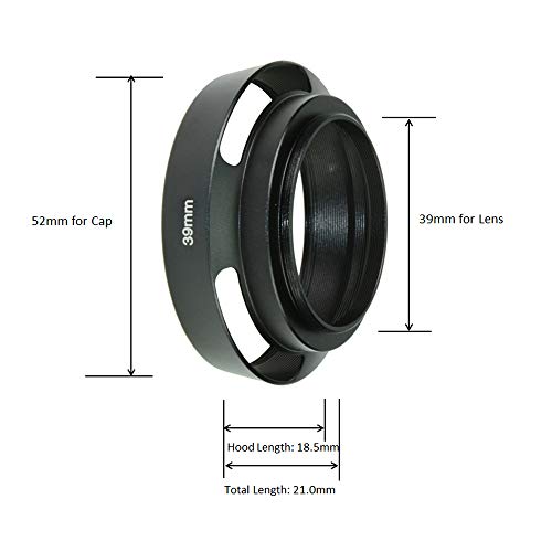SIOTI 39mm Parasol para Lente, Tratamiento Mate Antirreflejante, Aleación de Aluminio, con Tapa de Lente de 52mm, Compatible con Sony, Canon, Nikon, Fuji, entre otros miniatura 3