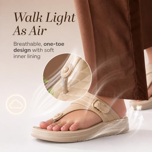 Image of Carrito, Women Wedge Heels Thong Sandals| Comfortable Flats Sandals | Comfort Orthopaedic Sandals for Women| Doctor Slippers /Flip-Flops | Arch Support & Heel Cushion | Lightweight Anti-Skid Sole | Ultra-Cushioned Shock Absorbing Footbed | Available in Open Toe & Toe Separator Style