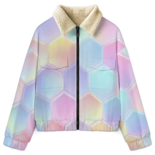 Veste polaire femme chaude et ample violet lavande à imprimé
