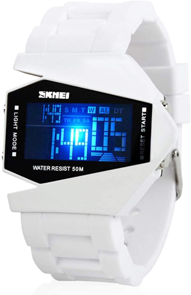 Men Sports Military Watches Digital Airplane Shaped LED Light Waterproof Watches