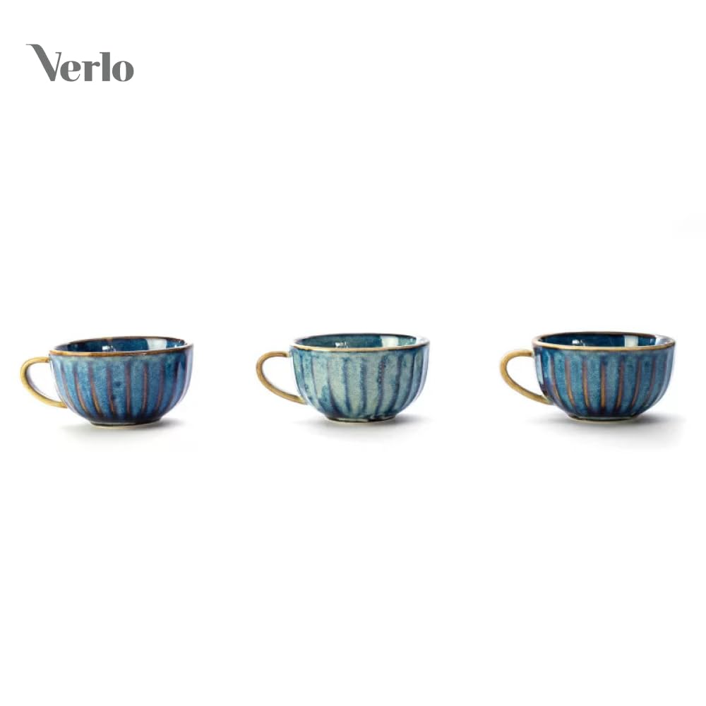 Verlo DEEP Blue Kaffeetasse 240 ml Cappuccino Tasse Tasse aus hochwertigem Porzellan Ideal für Espresso und Tee