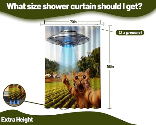 Image of Extra Tall Shower Curtain XL Funny Cat Novelty, 70 x 96 Inchs