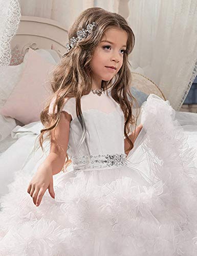 Princess Long Flower Girls Pageant Dresses Kids Prom Puffy Tulle Ball Gown 2-12 Year Old3