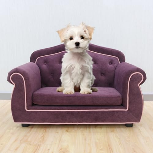 RUYICZB Dog Sofas and Chairs for Small Pet, Pet Sofa Bed with Wooden Frame and Soft Fabric, Upholstered Dog Bed, Cat Sofa Chair for Small Indoor Cats Animal Using