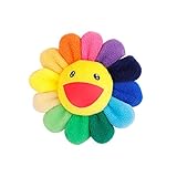 Merdia Cute Smile Face Rainbow Sunflowers Brooch Pin Plush Toy Keychain Decoration-Colourful
