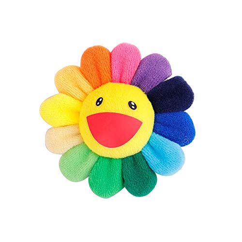 Merdia Cute Smile Face Rainbow Sunflowers Brooch Pin Plush Toy Keychain Decoration-Colourful
