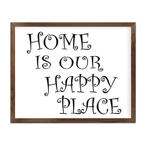 Plaque murale en bois pour salon chaleureux avec cadre rustique Home Is Our Happy Place