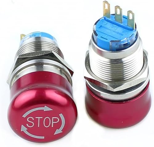 Bouton d'arrêt d'urgence 19mm en acier inoxydable avec verrouillage rotatif rouge