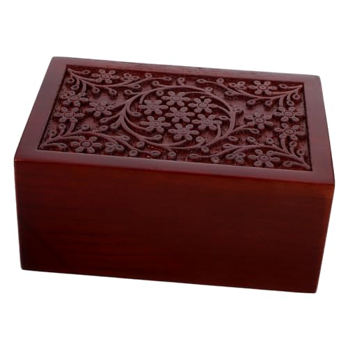 TOYANDONA Boîte Funéraire Bois pour Chat Urne pour Cendres Animaux Boîte Souvenir avec Motif Sculpté