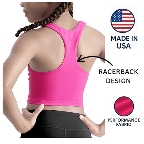 Image of Beat Street Girls Tank Tops - 2 Pack Double Lined Racerback Sleeveless Yoga Dance Crop Top - Made in USA