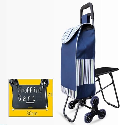 Carrito portátil plegable para compras con asiento, diseño para subir escaleras, marca DUANZEYUQA miniatura 1