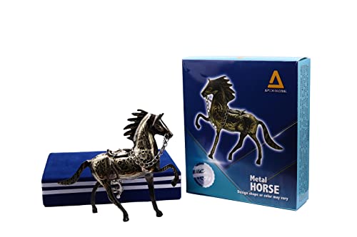 Apexglobal Carved Metal Horse Statue. Handcrafted Brass Horse Figurine. 19 Cm X 5.5 Cm. Unique Gift Idea. Home Décor #TOP4