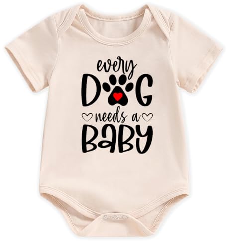 Kakaban Every Dog Needs A Baby Bodysuit Funny Pregnancy Announcement Newborn Dog Paws Baby Infant Clothes (0-3 Months,Beige Dog)