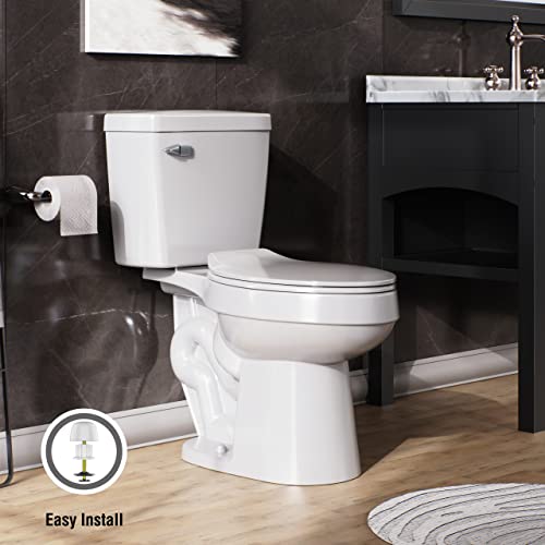 White 2-Piece Elongated Toilet With Standard 12-In Rough-In, Ellai Powerful Single Flush 1.28 Gpf Ada Chair Height Toilet (Seat Included) #TOP1