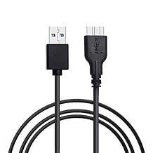 Micro B Cable,USB 3.0 A Male to Micro USB 3.0 Sync Cord,Data Wire Compatible for Toshiba,Seagate,Samsung,WD, My Passport and More External Hard Drive1ft/35cm/Black 2 Pack