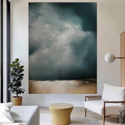 Peinture de paysage sur toile déco de chambre moderne et cadre abstrait