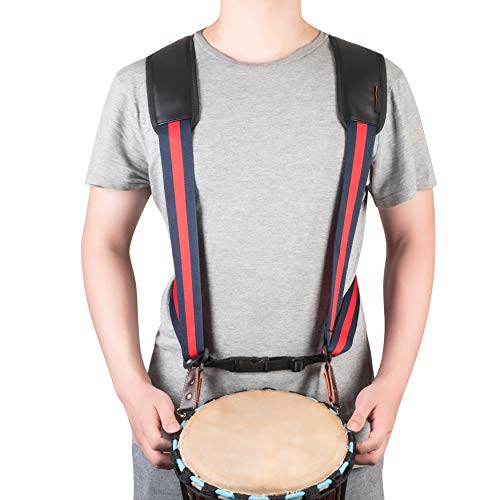 Djembe Strap Djembe Harness Professional Adjustable Hand Drum Strap,Red & Dark Blue