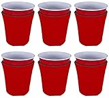 Blank Foam Party Cup Coolie (6 Pack, Red) - Made in USA