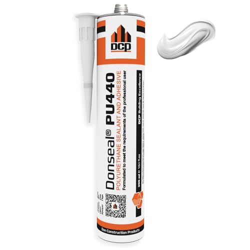 DCP Donseal PU440 Polyurethane Concrete Sealant 1 Pack– Non-Sag Concrete Caulk for Joints, Walls, Sidewalk, and Foundation, 10.1 fl. oz. Cartridge – White