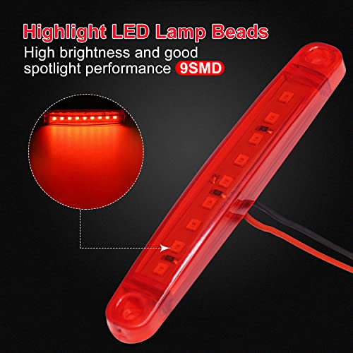 Makuang 20Pcs Side Marker Lights Red 12-24V 9Led 3.9'' Front Rear Led Marker Indicator Lights For Truck Rv Lorries Bus Caravan Vans #TOP4