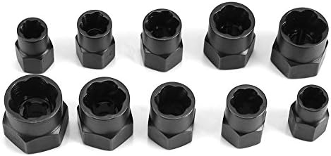 10 Pcs Nut Remover, Drive Socket 9-19mm Remover Set Damaged Bolt Nut Screw Remover Extractor Bolt Removal Set Locking Socket Tools Kit(Longer)