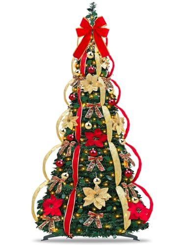 6 Ft Pre-Decorated Pop Up Full Christmas Tree Prelit 200