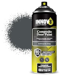 INNOV8 COATINGS COMPOSITE DOOR SPRAY PAINT - NO PRIMER OR TOP COAT - SATIN - 1 x 400 ml - Professional Standard - Fast Dry - Exterior & Interior - Composite, Wood, uPVC, Metal Door - ANTHRACITE GREY