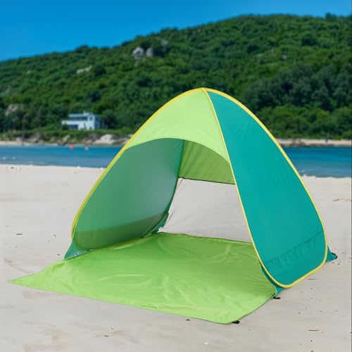 Warmiehomy Instant Pop Up Beach Tent - 150x165x110cm for 2-3 Person, Lightweight UPF 50+ UV Protection Sun Shelter, Waterproof Windproof Portable Family Camping Tent for Outdoor, Travel, Picnic, Green