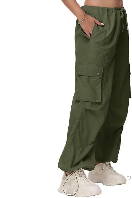 American Trends Parachute Pants for Women Cargo Pants Women Baggy Y2K Pants Drawstring Elastic Waist Sweatpants - Image 4