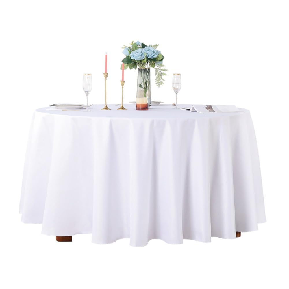 Nappe de mariage blanche en satin ronde 275 cm pour table d'hôtel