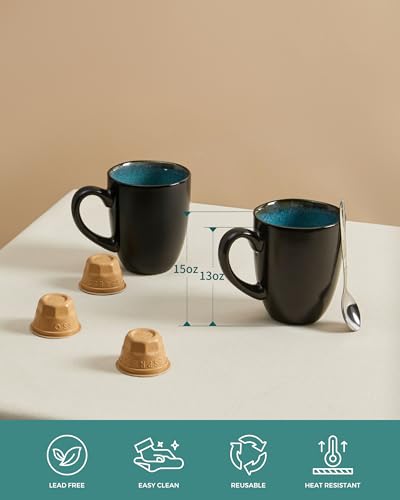 Image of Pokini Coffee Mug 15oz, Coffee Mugs Set of 4, Cups for Latte Tea Cappuccino