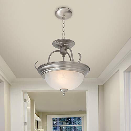 Yosemite Home Decor Jh002-2Sn Elizabeth Two Light Ceiling Semi-Flush Mount, Satin Nickel, 15 X 15 X 15.25 #TOP5