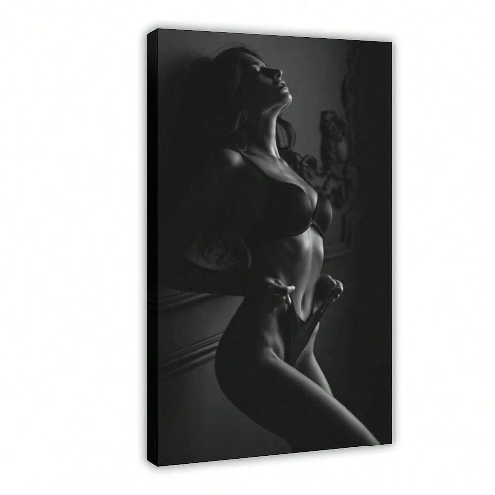 CWZBFEH Modern Art Wall Decor - Black & White Feminine Art Canvas Print, for Bathroom, Bedroom(20x30cm/No frame)