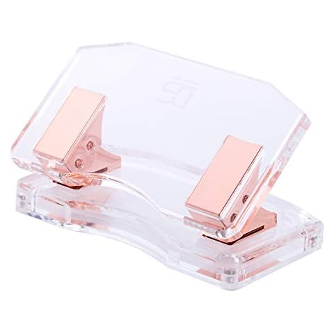 Rose Gold & Acrylic Clear 2 Holes Paper Punch by DS DRAYMOND STORY - 10 Sheets Capacity (Curved Model) Cover