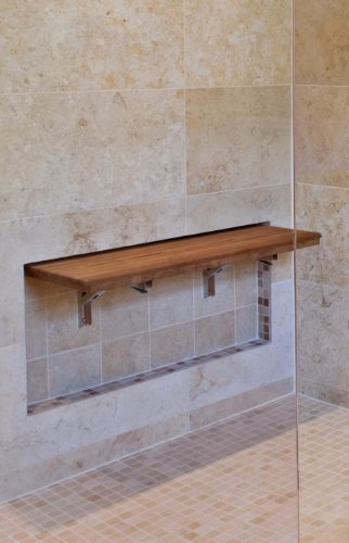 30"X12.5" Teak Shower Bench Seat | Wall Mount | Fold Down #TOP4