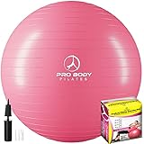 Exercise Ball - Professional Grade Anti-Burst Yoga Fitness, Balance Ball for Pilates, Yoga, Stability Training and Physical Therapy (Pink, 75cm)