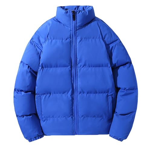 ダウンジャケット メンズ 中綿ジャケット 無地 厚手 保温 ライトダウン コート 防寒 防風 暖か 冬服 大きいサイズ ゆったり おしゃれ ダウンコート 綿服 アウター 軽量 通勤 通学 登山 アウトドア 防寒着 男女兼用(ブルー,3XL)