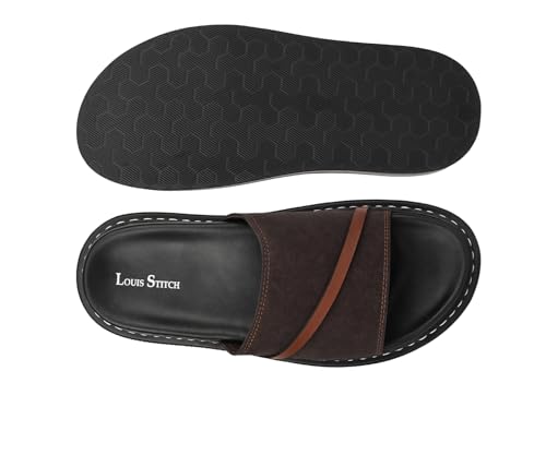 Image of LOUIS STITCH Comfortable Men's Sandals | Lightweight Casual Stylish Slip-On Slides Sandals| Everyday Wear Sandals with PU Cushion Sole | LSOF-21