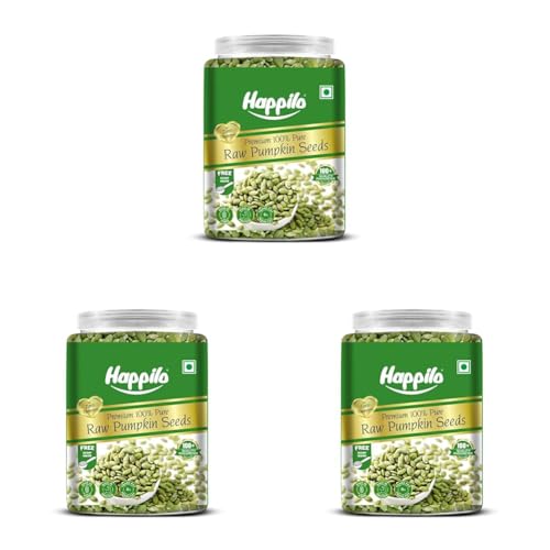 Image of Happilo Premium Pumpkin Seeds All Natural Jar 900g | Rich in Protein, Fiber & Healthy Fats | Wholesome & Versatile Superfood Snack for Fitness (Pack of 3)