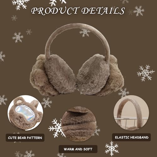 Girls Earmuffs Kids Cute Fuzzy Ear Muffs Fluffy Fur Ear Covers Foldable Ear Warmers Winter Headband for Adult Women2