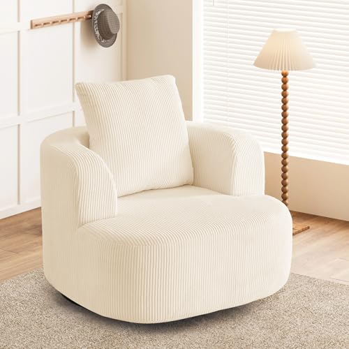 Furnimart 360° Swivel Barrel Accent Chair, Round Upholstered Comf...