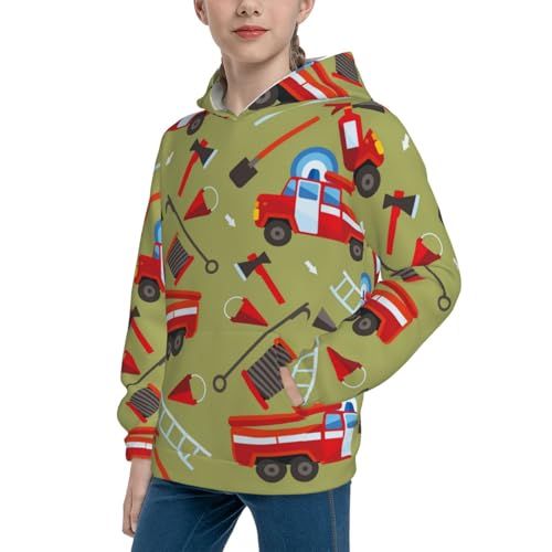 Cartoon Fire Truck Kid Hoodies Boys Sweatshirts Girls Pullover with Pocket2