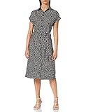 Über dem Knie ONLY Damen Blusenkleid mit Bindegürtel  Lockeres Midi Kurzarm Tunika Dress  Knopfleiste ONLHANNOVER, Farben:Schwarz-2, Größe:40