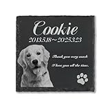 TSD Personalized Dog Memorial Stone Custom Engraved Pet Headstone with Photo & Name Black Granite Grave Marker for Garden Home Decor Sympathy Gift for Loss of a Beloved Dog Cat