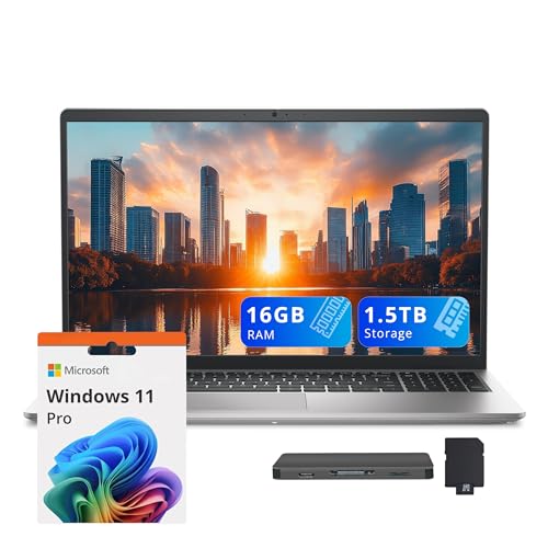 Image of Dell 15 15.6 inch FHD Business Laptop, Intel Core i7-1355U, 16GB RAM, 1.5TB Storage(512GB SSD+1TB Docking Station Set), Intel UHD Graphics, Backlit Keyboard, Num Pad, Webcam, Wi-Fi 6, Win 11 Pro, Silver