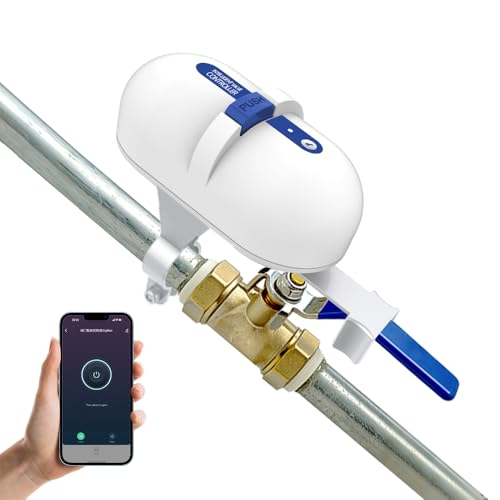 Smart Valve Controller Compatible with Alexa & Google Voice Control Smart Life App Control Remote Water ShutOff Valve Easy Install on 1/2 to 1 in Pipe (WiFi Version)